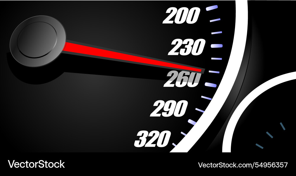 Speedometer showing speed limit exceeding vector image