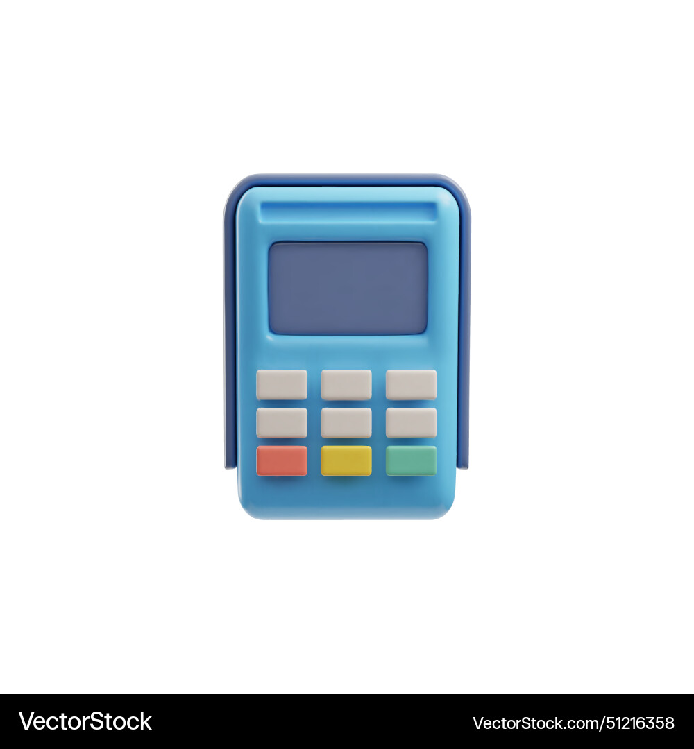 3d calculator with blue buttons display Vector Image