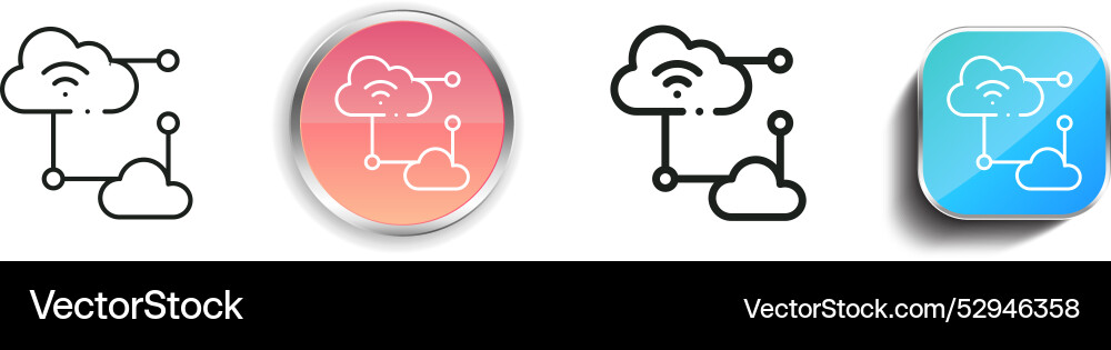 Cloud network icon thin linear regular and button Vector Image