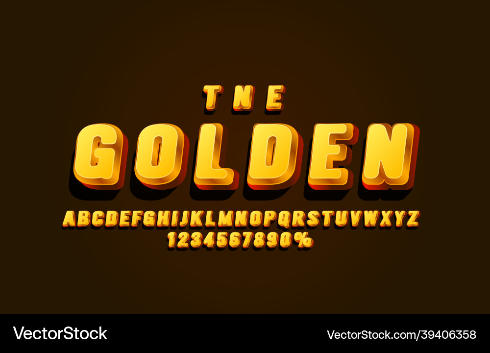 Gold font set collection letters and numbers vector image