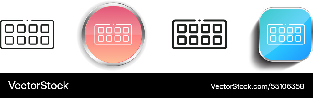 Ice tray icon thin linear regular and button vector image