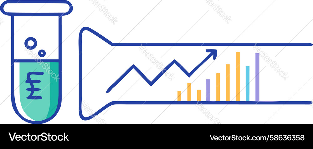 Laboratory Test Tube with Line Graph Data Vector Image