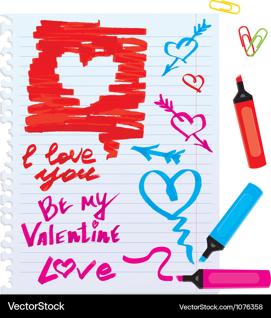 Set of different colors markers and marks Vector Image