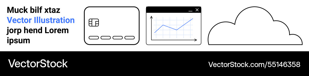 Three ui elements including chart cloud icon Three ui elements including chart cloud icon Vector Image