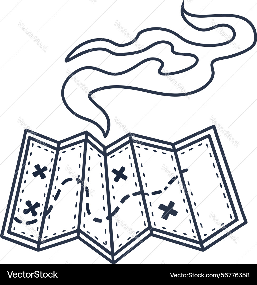 Treasure map with dotted path and marked xs Vector Image