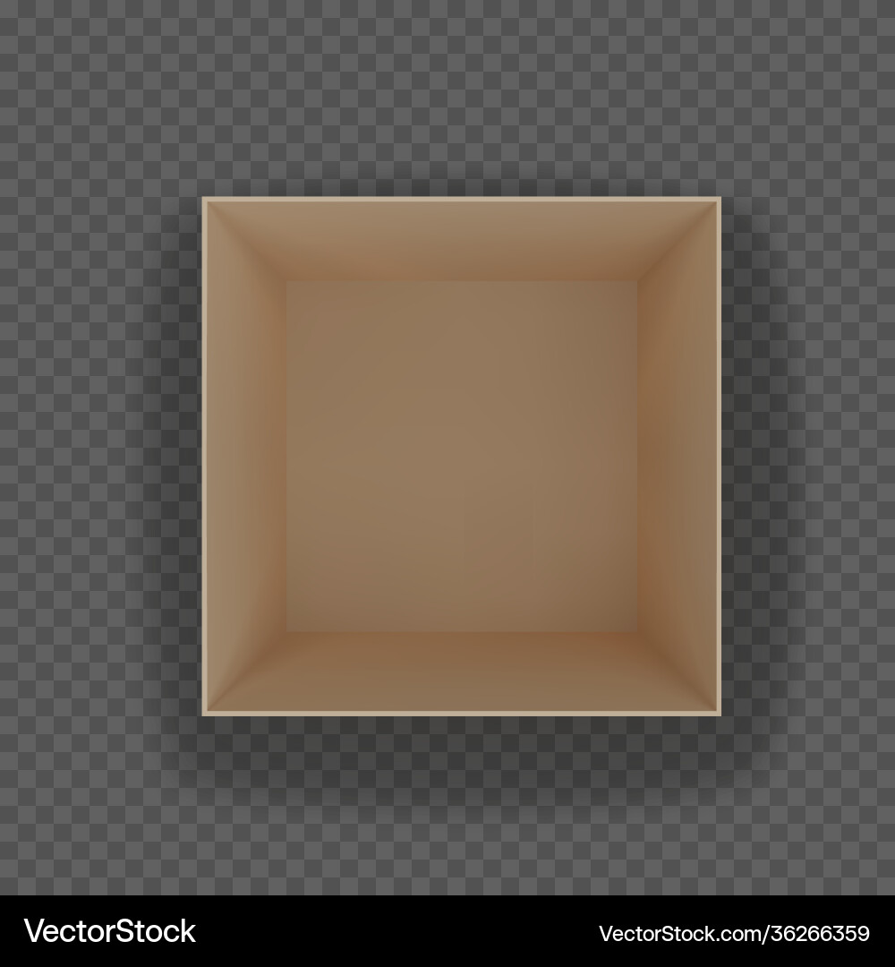Box top view brown empty open cardboard container Box top view brown empty open cardboard container vector image