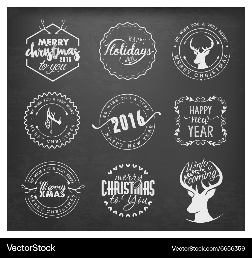 Christmas badges and labels in vintage style vector image