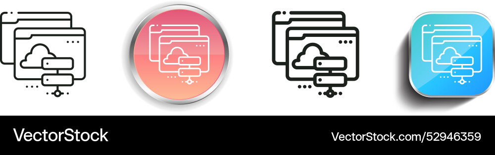 Cloud server icon thin linear regular and button Cloud server icon thin linear regular and button Vector Image