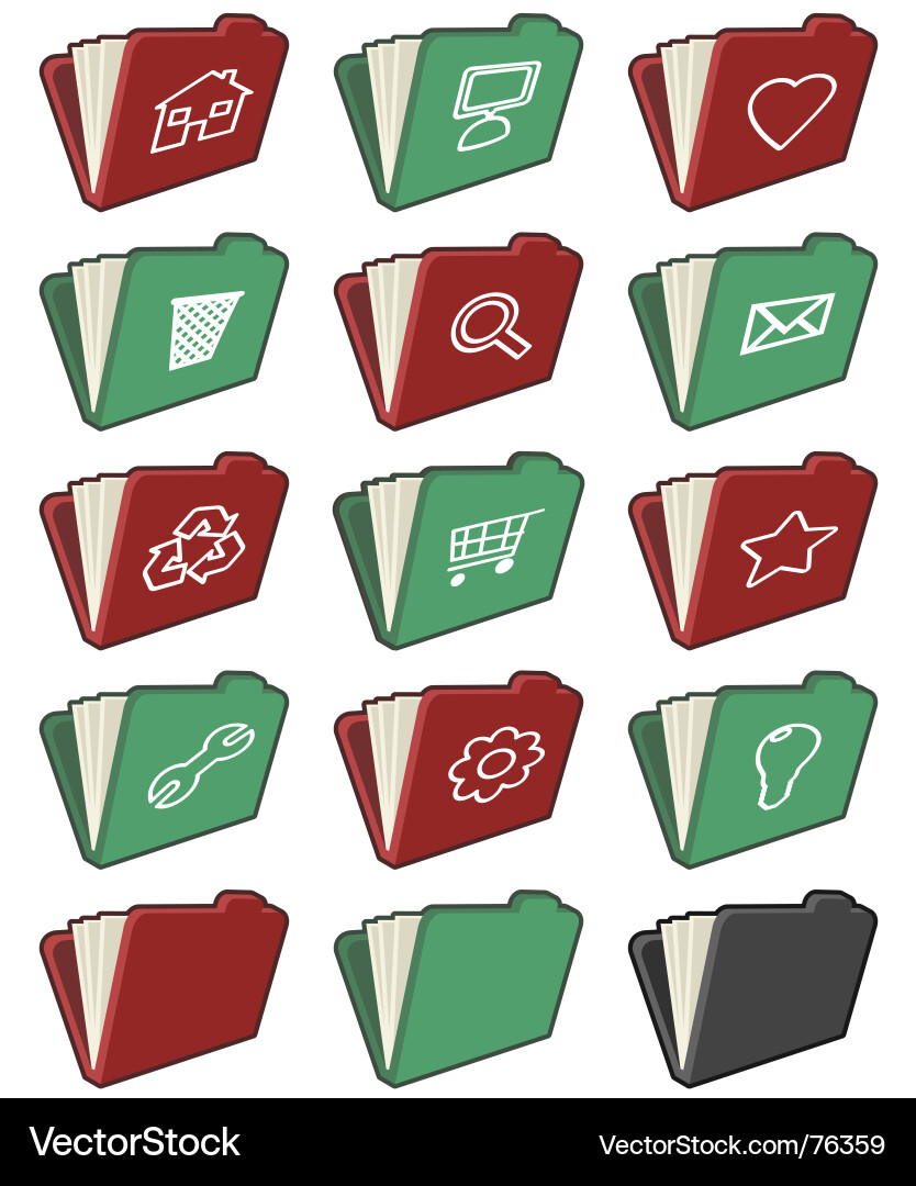 Document Folder Icons - Red & Green Vector Image