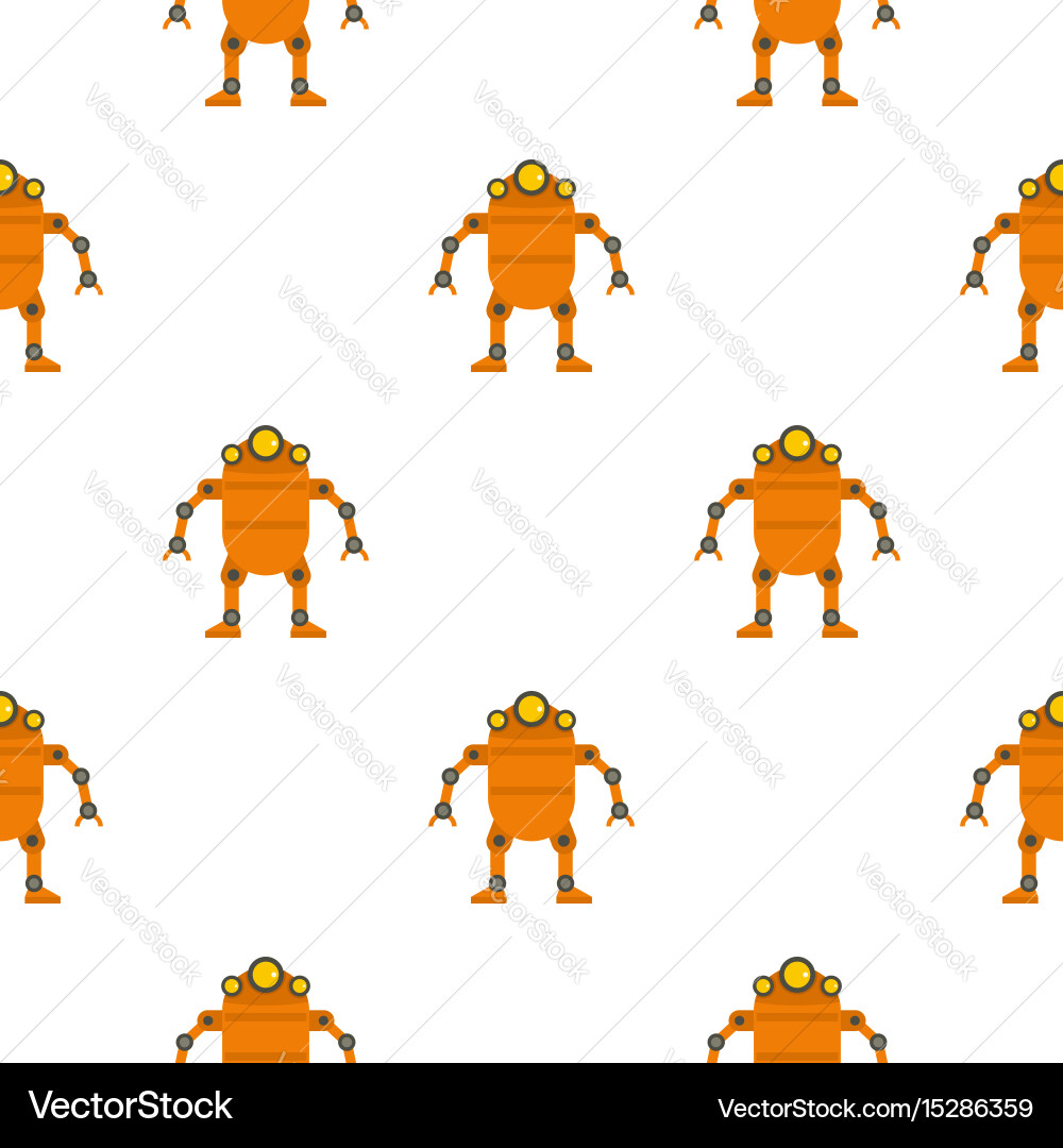 Orange abstract robot pattern seamless vector image