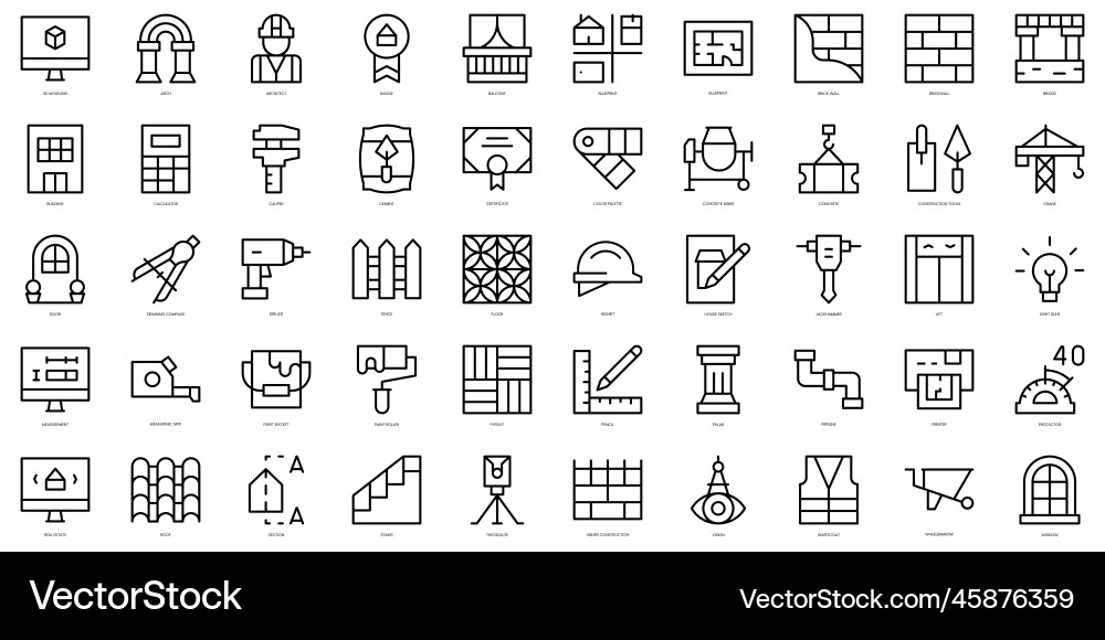 Thin Line Architecture Icons Set vector image