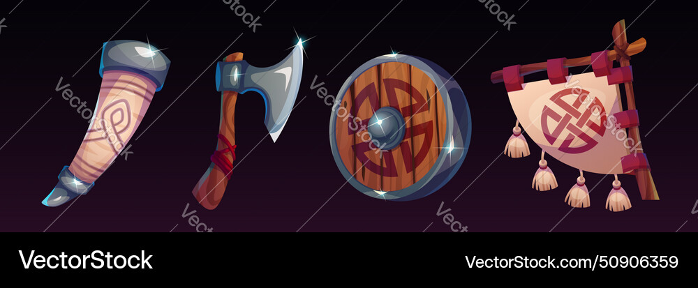 Viking magic game ui icons set Viking magic game ui icons set Vector Image