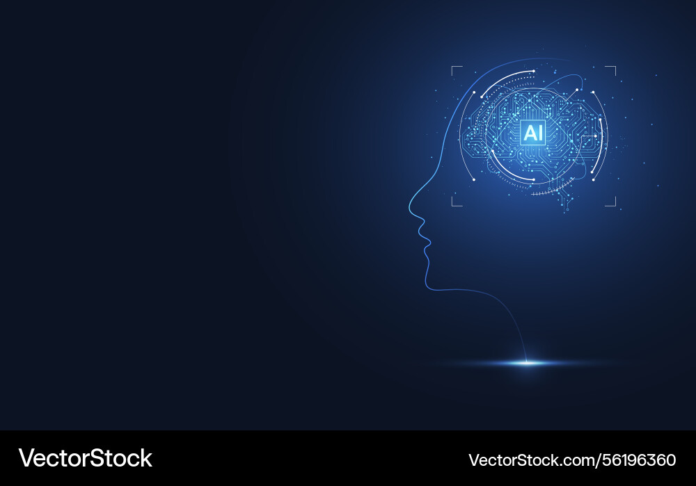Abstract artificial intelligence with head human Vector Image