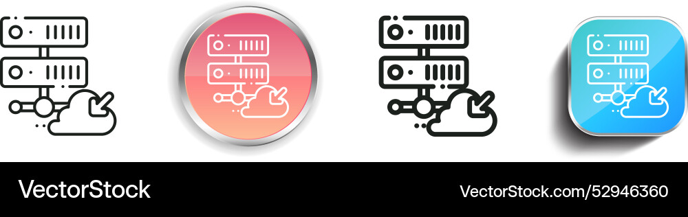 Cloud server icon thin linear regular and button vector image