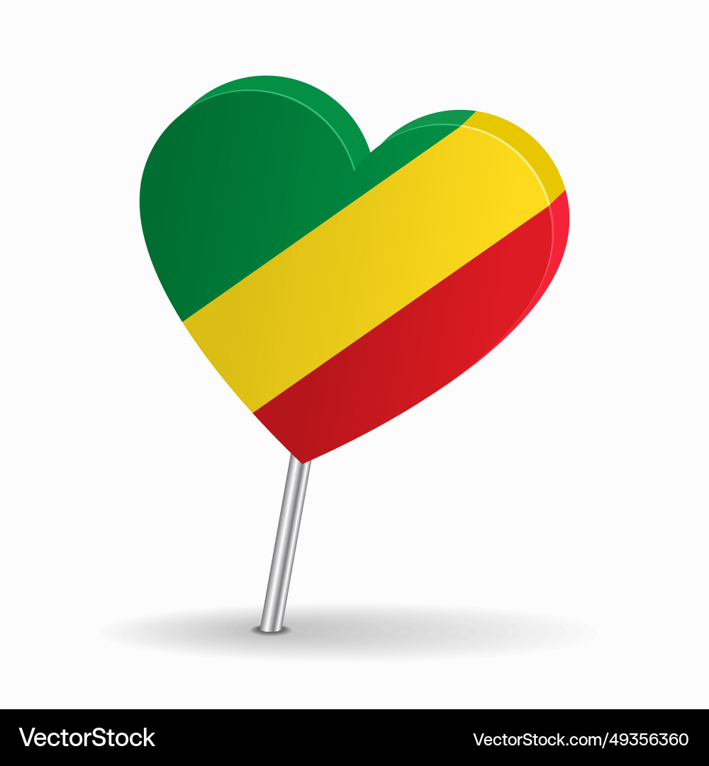 Congolese flag heart-shaped map pointer layout vector image