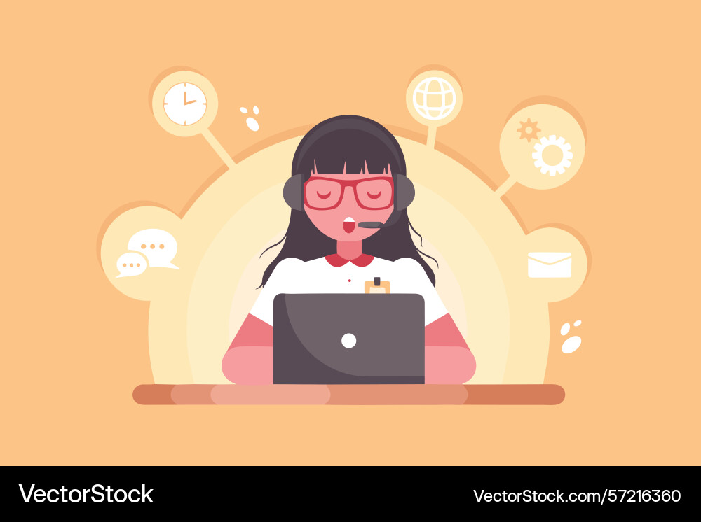 Customer service representative using computer vector image