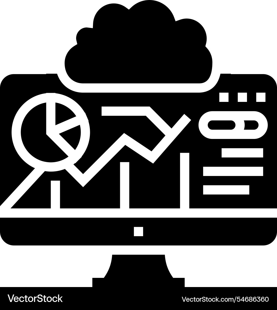 Dashboard monitoring cloud computing glyph icon Dashboard monitoring cloud computing glyph icon Vector Image