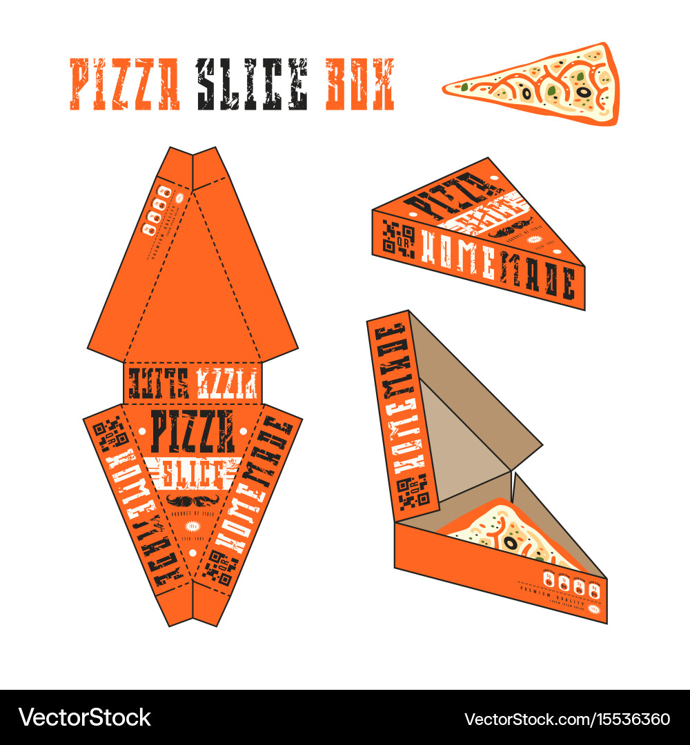 Design of box for pizza slice vector image
