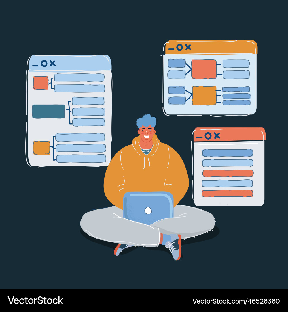 Man developer working Man developer working vector image