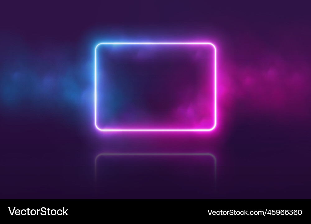 Neon rectangle with smoke gradient led border Neon rectangle with smoke gradient led border vector image