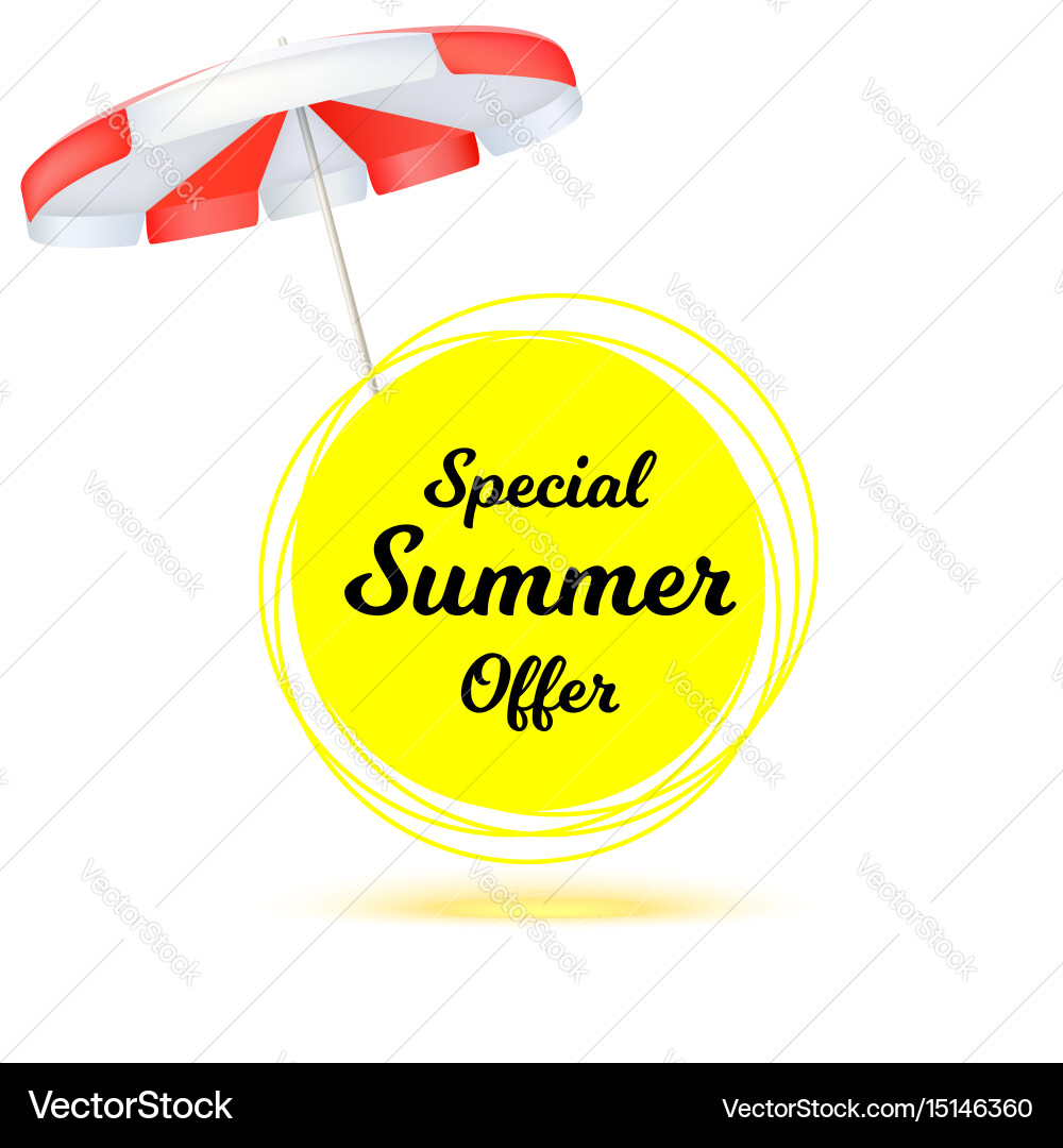 Special summer offer ad banner with sun Vector Image