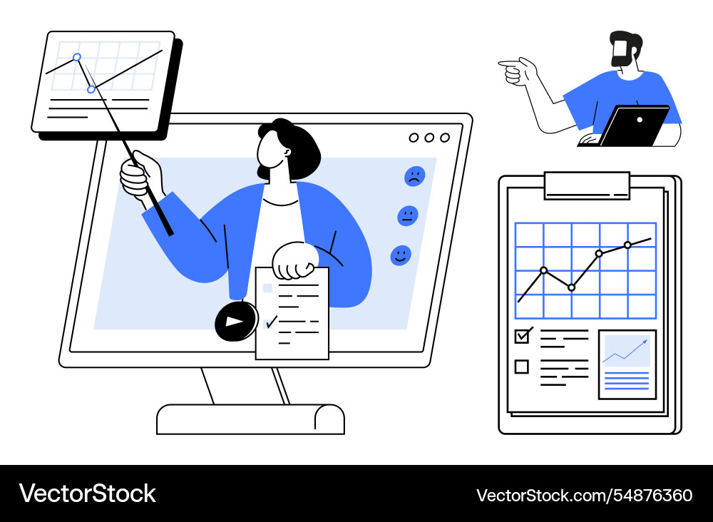 Virtual presentation with analytics and remote Virtual presentation with analytics and remote vector image