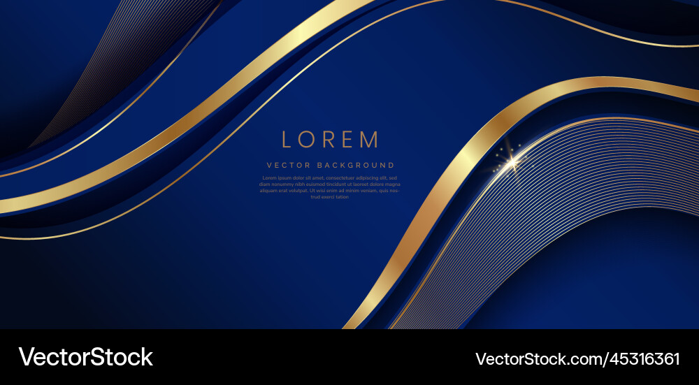 Abstract 3d dark blue background with ribbon gold Abstract 3d dark blue background with ribbon gold vector image