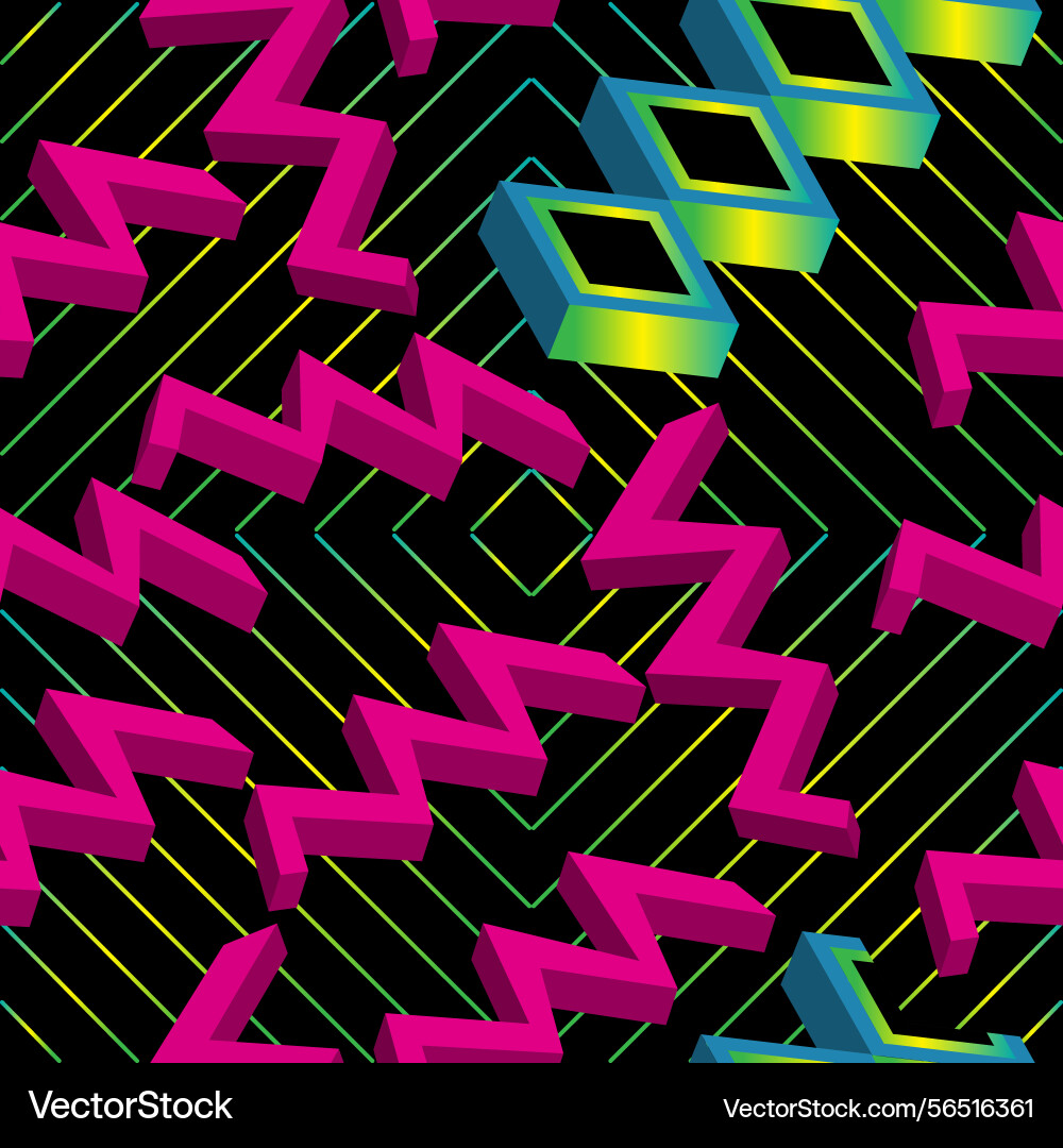 Abstract 3d shape over background with lines Abstract 3d shape over background with lines vector image