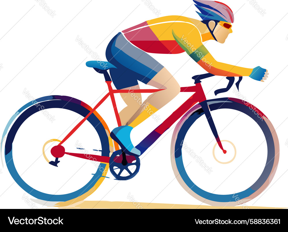 Abstract dynamic cyclist with colorful background Vector Image