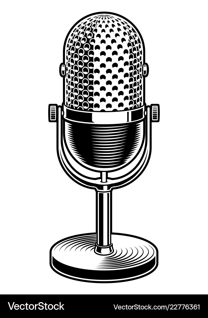Black and White Microphone Artwork Vector Image