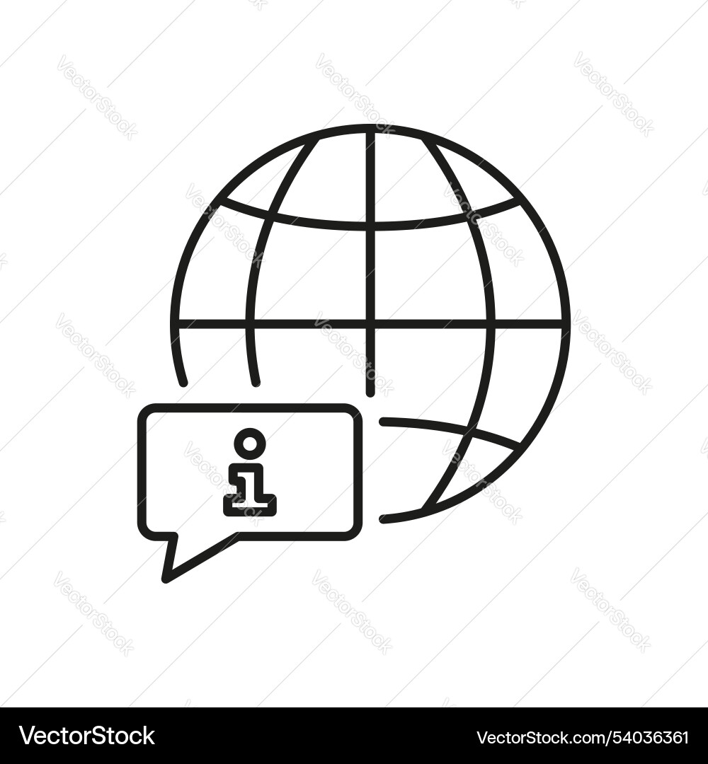 Global information line icon with globe and speech Global information line icon with globe and speech vector image