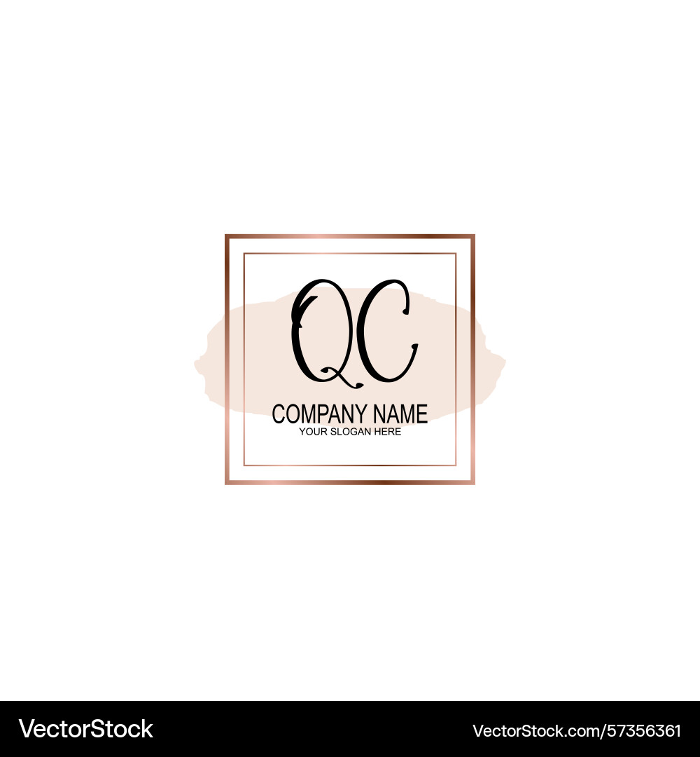 Minimalist handwritten qc initial logos with soft Vector Image