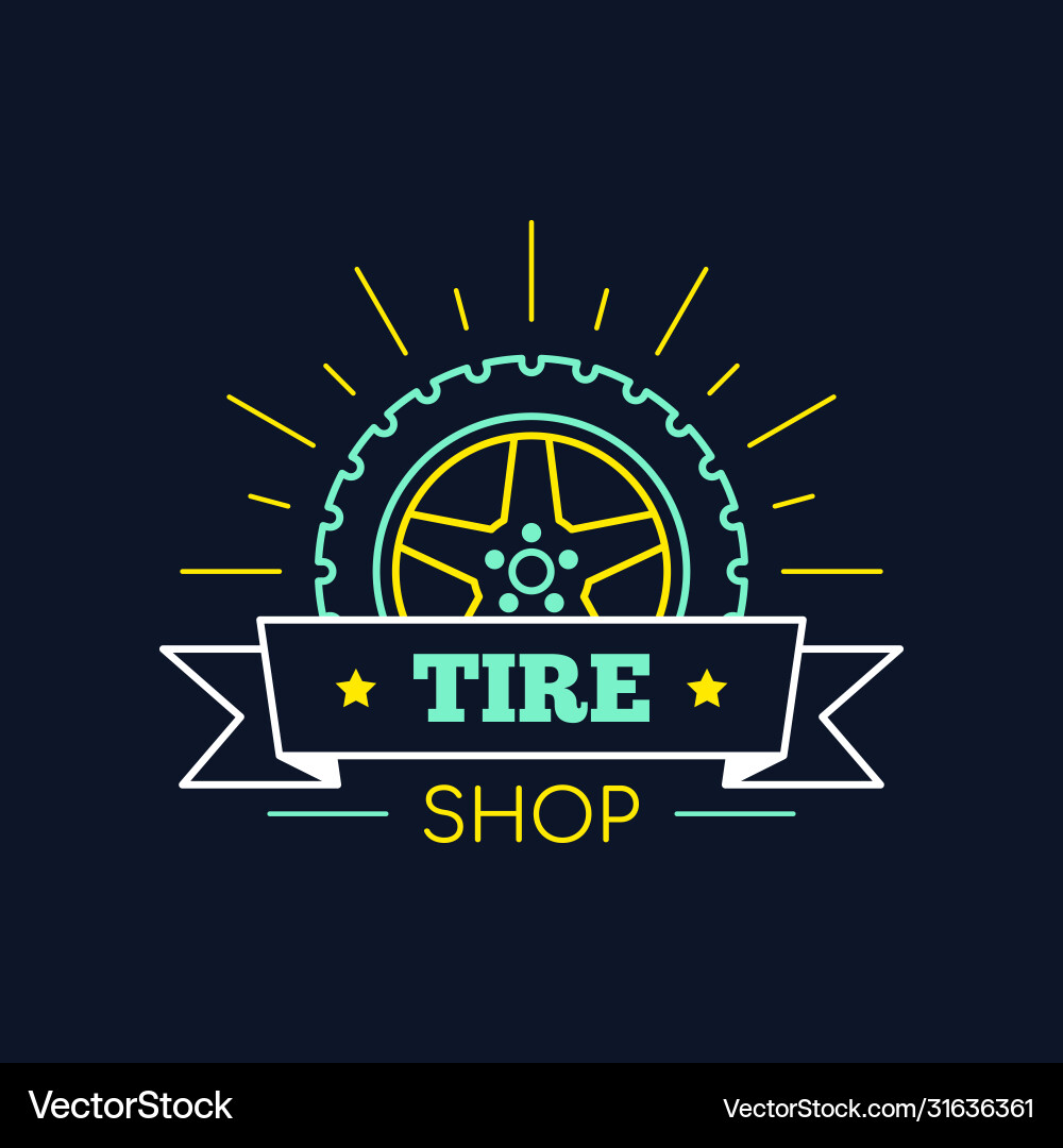 Reifen und Rad Service Badge Design Stock Reifen und Rad Service Badge Design Stock Vektorbild