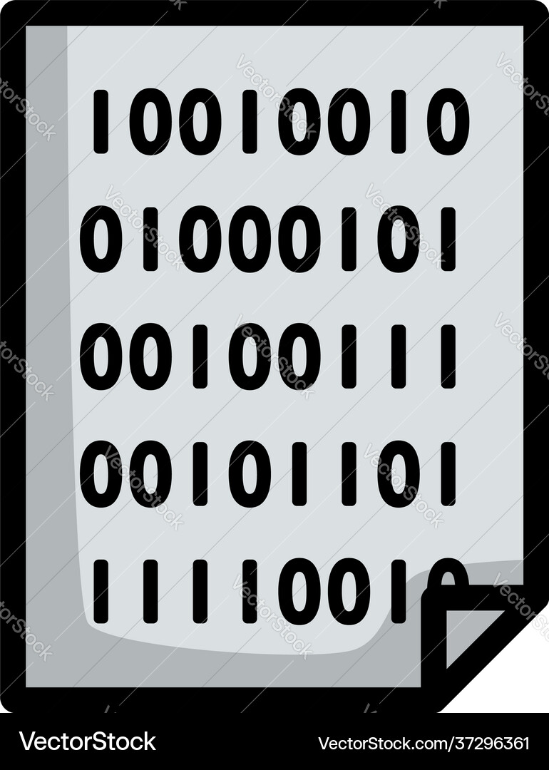 Sheet with binary code icon Vector Image