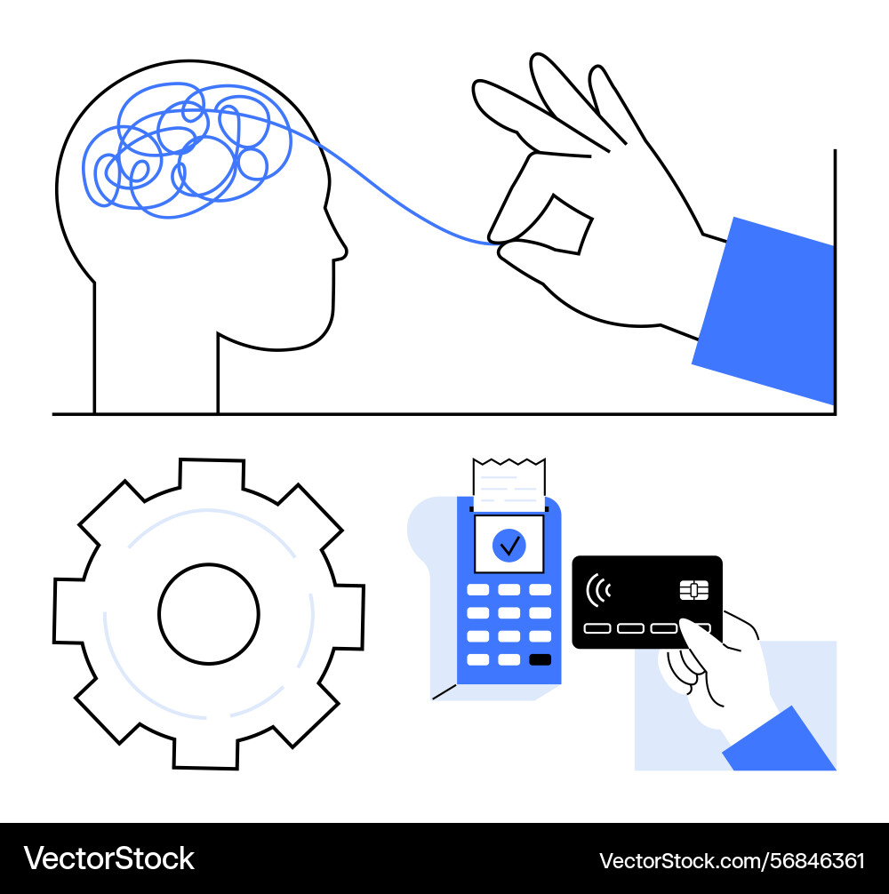 Simplified concept of problem solving and digital Simplified concept of problem solving and digital vector image