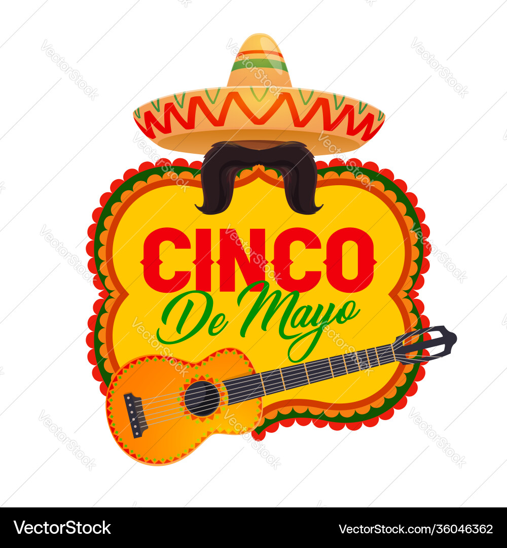 Cinco de mayo icon with mexican symbols Cinco de mayo icon with mexican symbols vector image