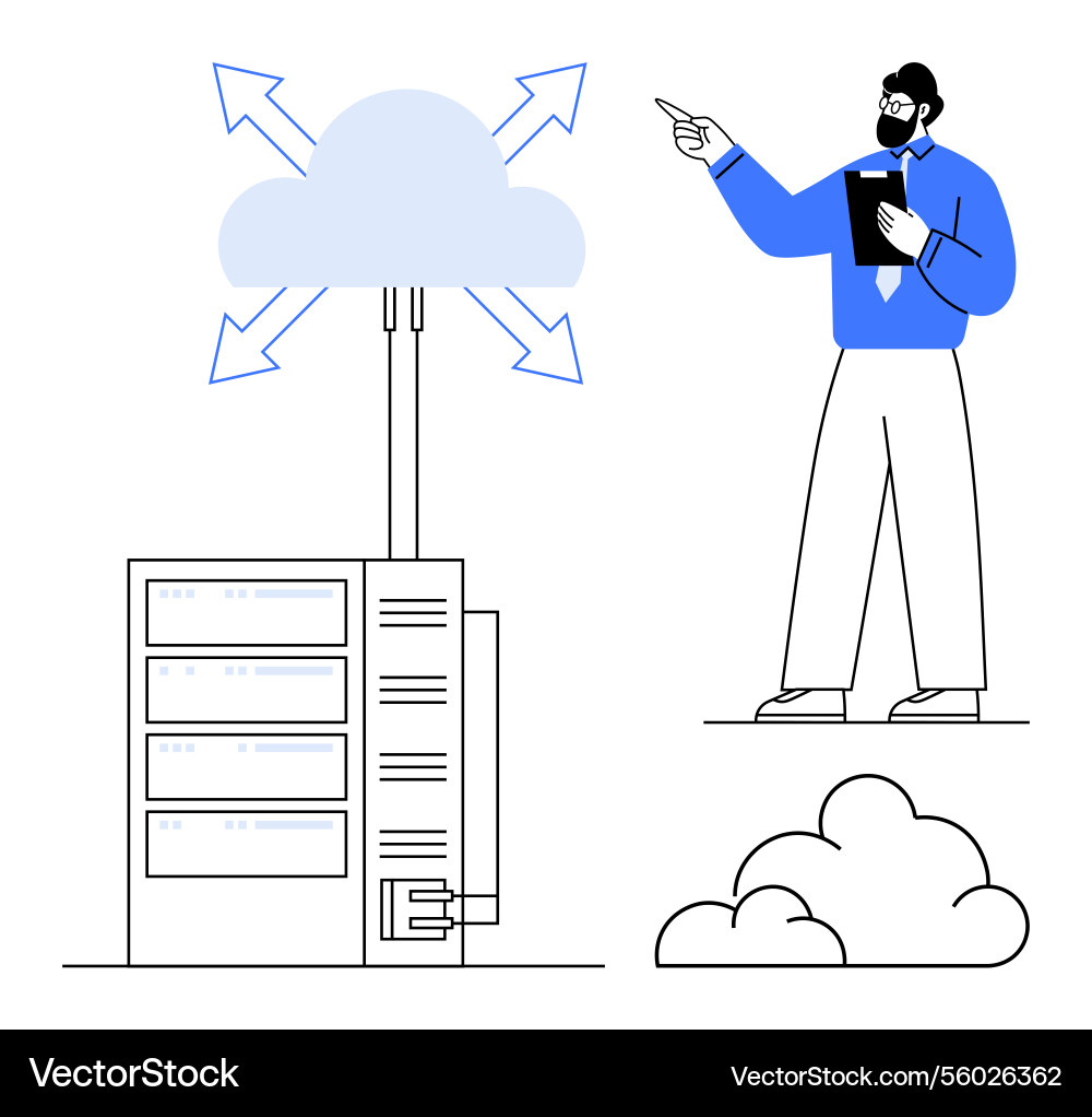 Cloud data management with server storage Vector Image