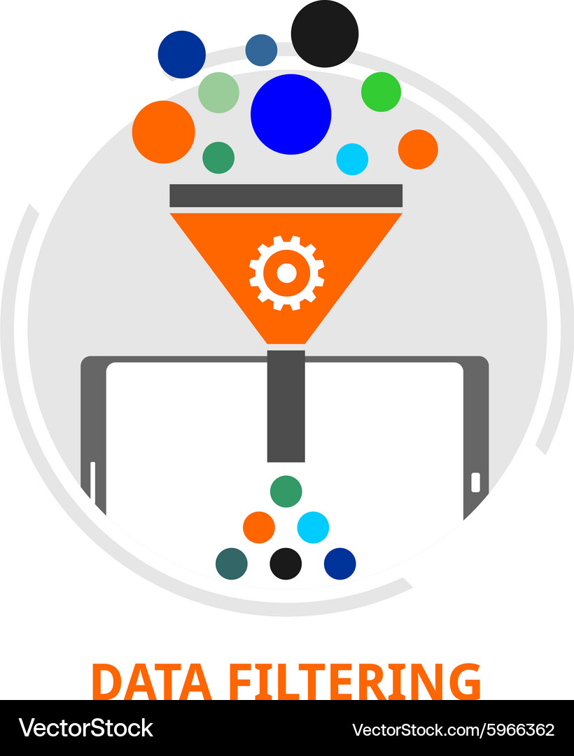 Data Filtering Process Vector Image