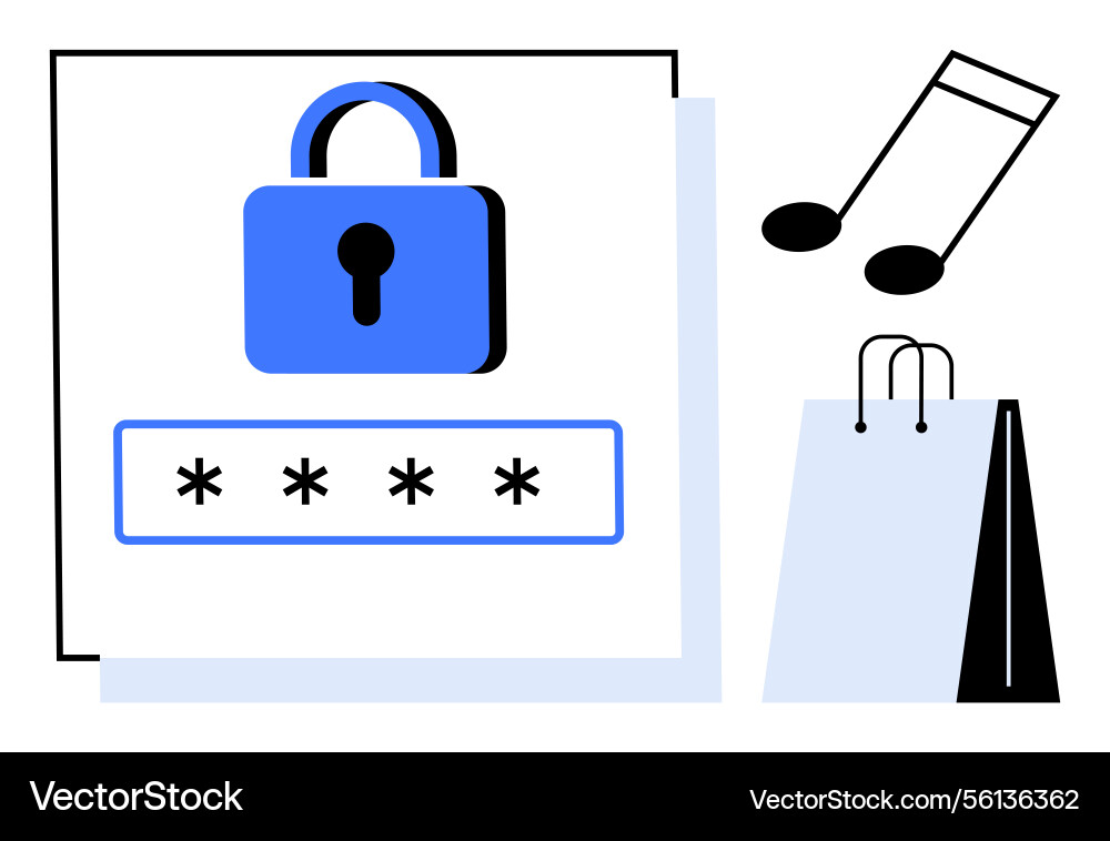 Digital security concept with lock password Digital security concept with lock password Vector Image