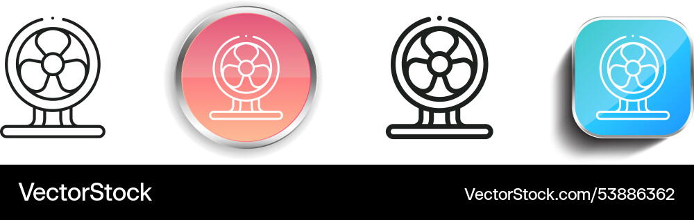 Fan icon thin linear regular and button style Fan icon thin linear regular and button style vector image