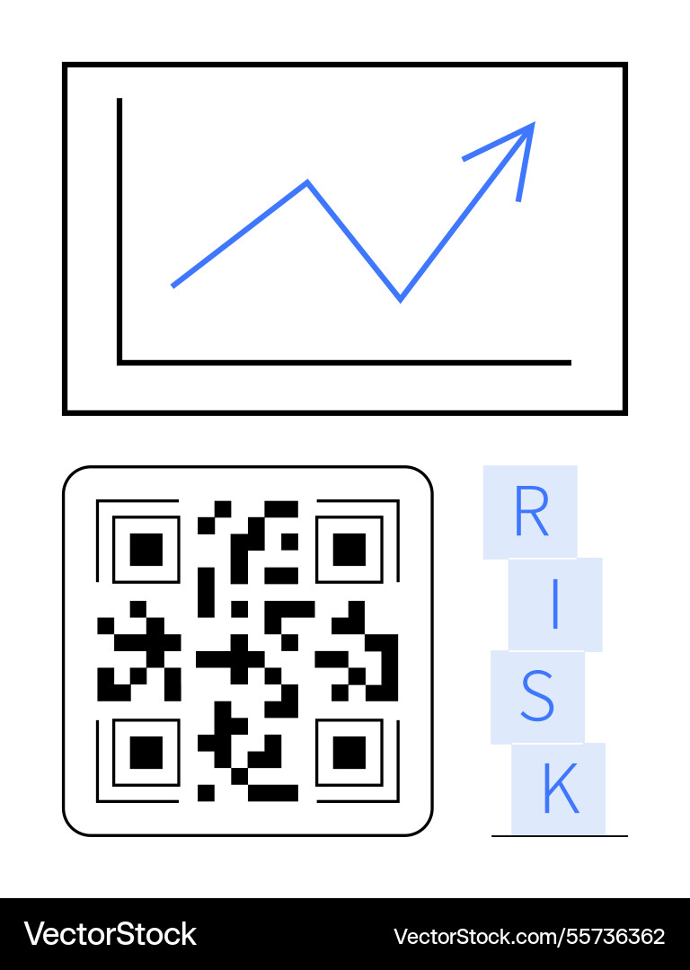 Growth chart with upward graph qr code and risk Growth chart with upward graph qr code and risk vector image