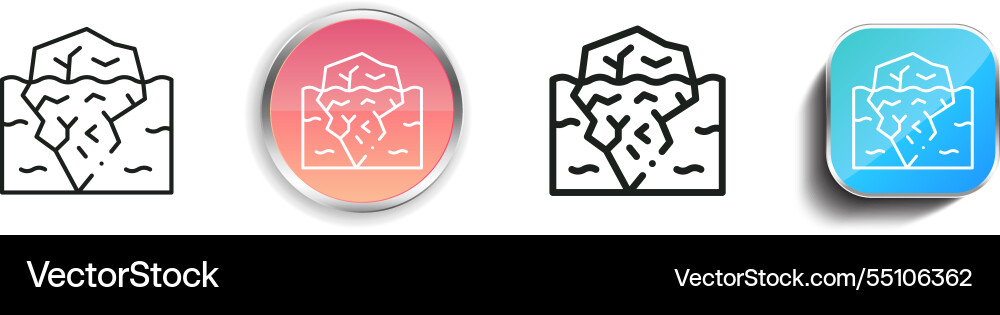 Iceberg icon thin linear regular and button style Iceberg icon thin linear regular and button style vector image
