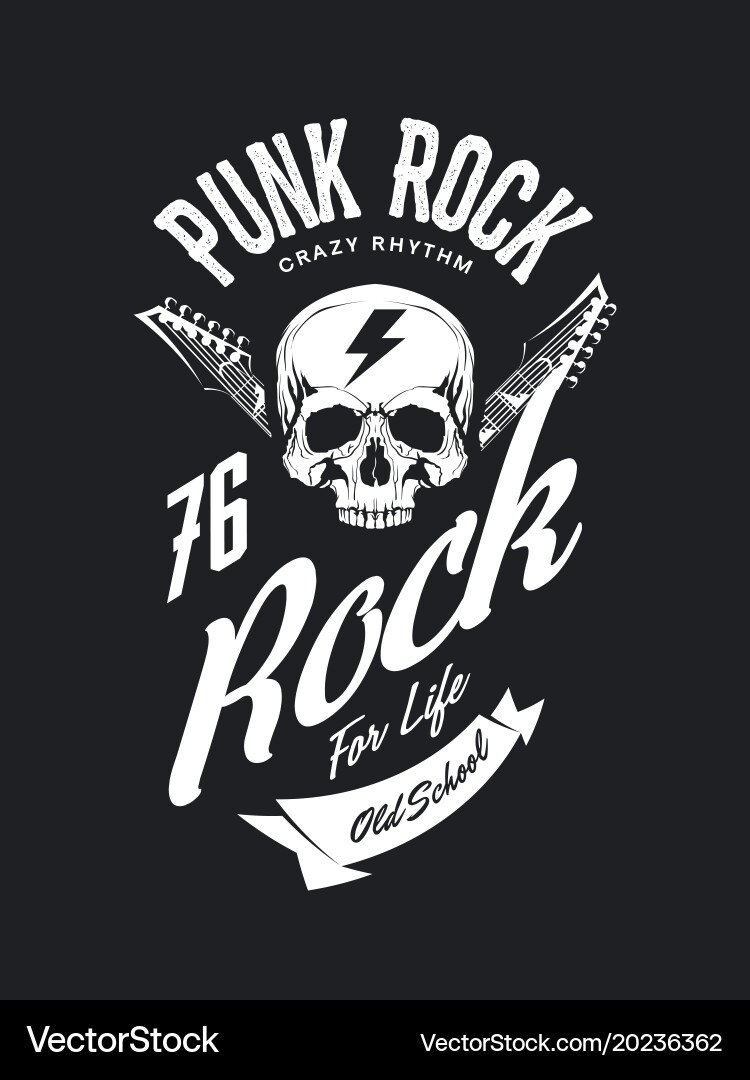 Punk Rock Skull T-Shirt Logo Vector Image