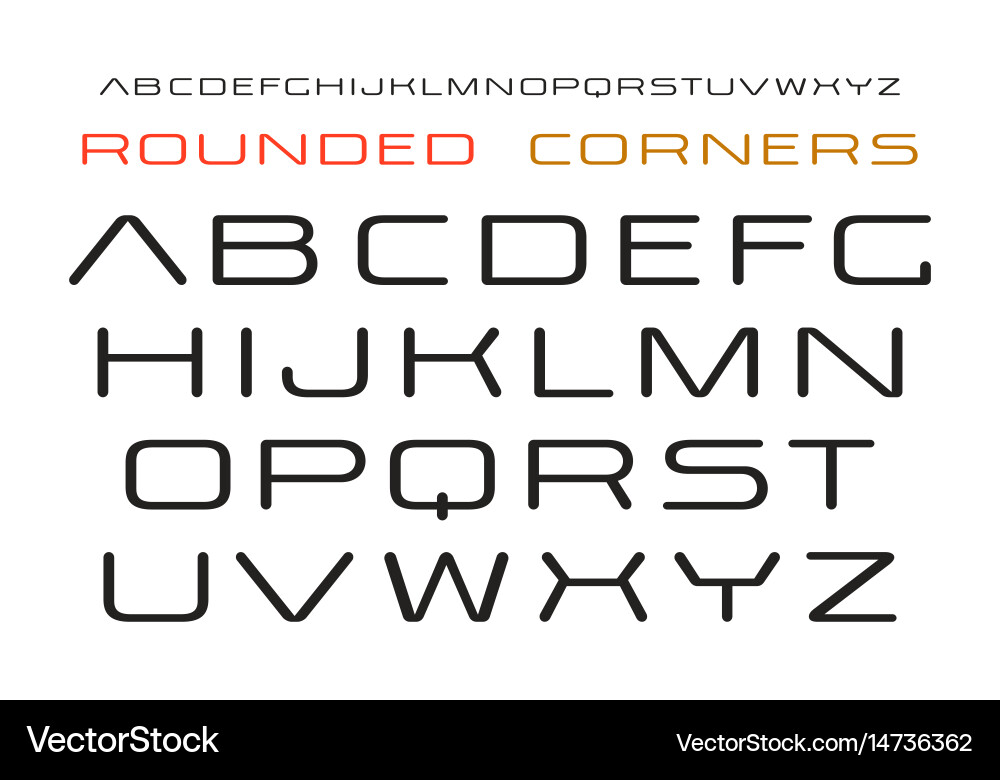 Sanserif font with rounded corners Vector Image