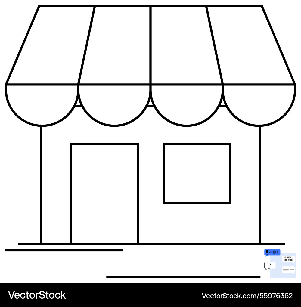 Small storefront with awning and display window Small storefront with awning and display window Vector Image