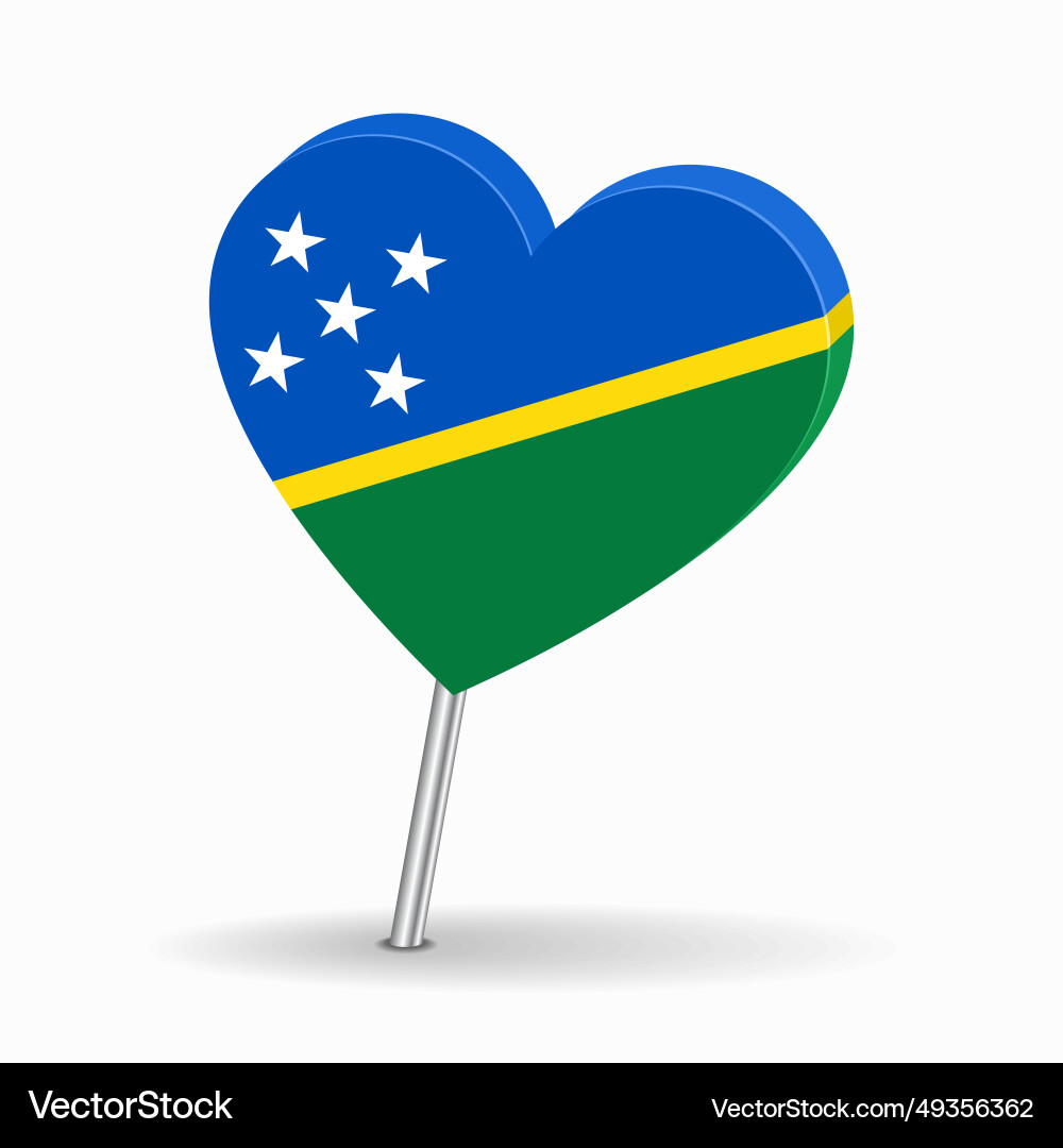 Solomon islands flag heart-shaped map pointer vector image