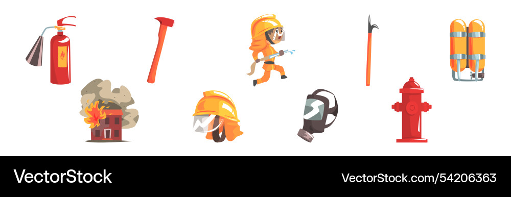 Firefighting object and equipment for rescue Firefighting object and equipment for rescue vector image
