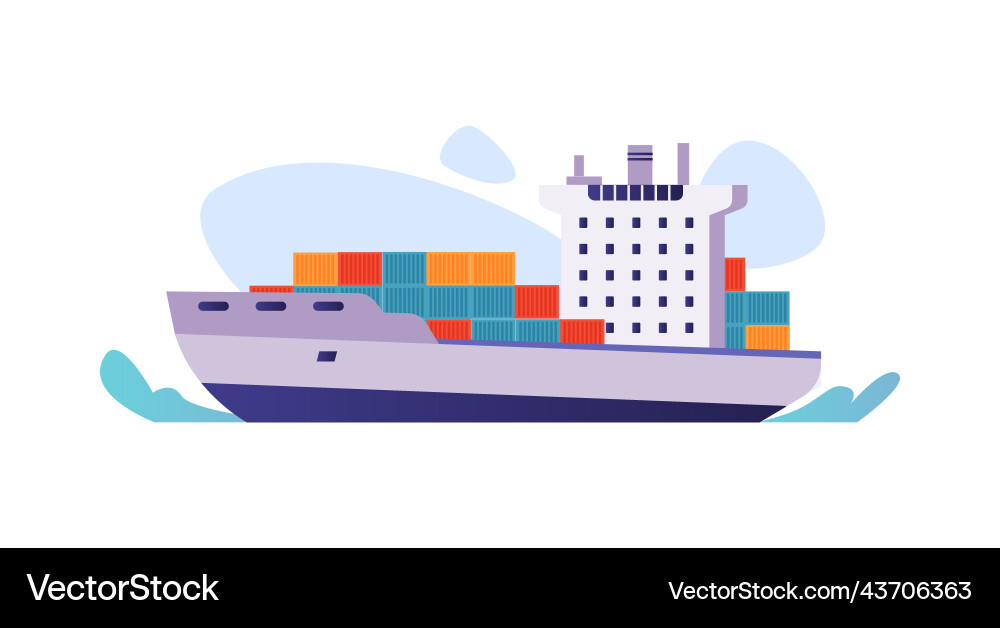 Industrial sea cargo logistics ship import export Industrial sea cargo logistics ship import export vector image