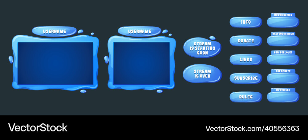 Spiel Streaming Overlay-Panels mit Wasser Textur Spiel Streaming Overlay-Panels mit Wasser Textur vektorbild