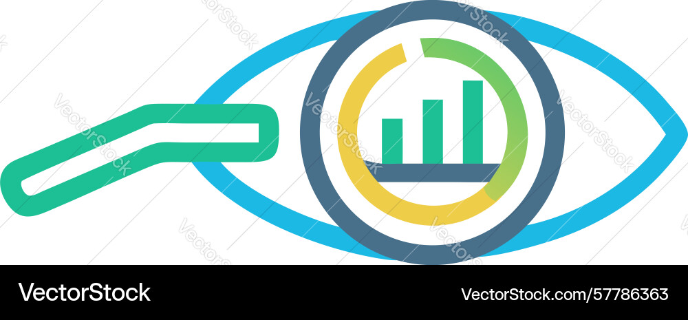 Visual insights search icon with eye and graph Vector Image